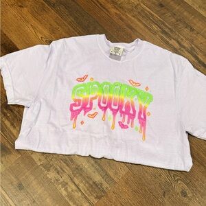 Comfort Colors White Tee with Neon Spooky Design
